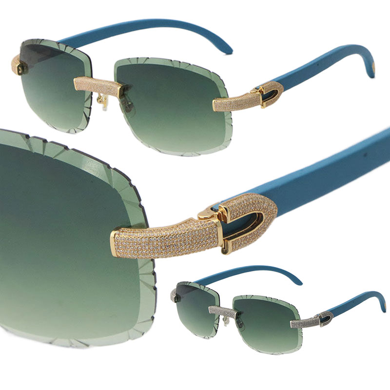 New Micro-paved Diamond Set Rimless Sunglasses Blue Wood Metal Luxury Oversized Round Sun glasses Male and Female Frame 18K Gold UV400 lens Eyeglasses Size:60
New Micro-paved Diamond Set Rimless Sunglasses Blue Wood Metal Luxury Oversized Round Sun glasses Male and Female Frame 18K Gold UV400 lens Eyeglasses Size:60