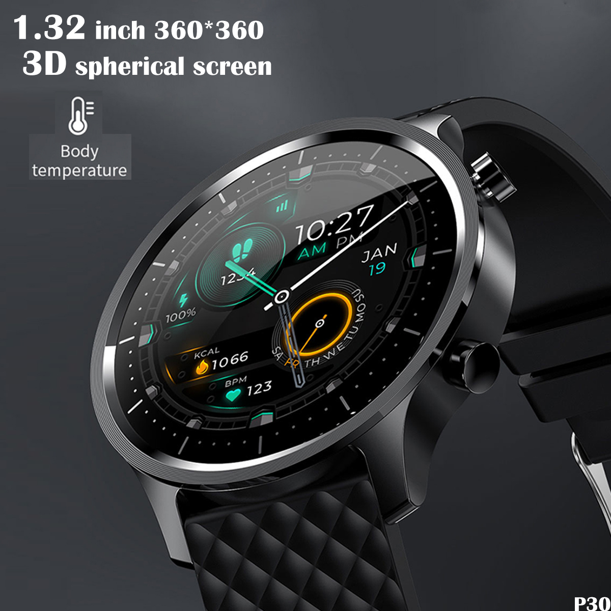 P30 2021 NEW Smart Watch Men 3D Spherical Full Touch Screen Fitness Watches For Men Temperature Heart Rate Monitor Android ios, Black
P30 2021 NEW Smart Watch Men 3D Spherical Full Touch Screen Fitness Watches For Men Temperature Heart Rate Monitor Android ios, Black