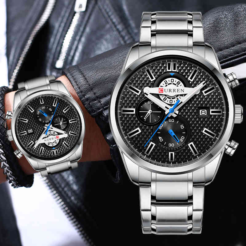CURREN Mens Sport Big Dial Watch For Men Casual Quartz Watches Business Chronograph Stainless Steel Clock Relojes Hombre 210517, Silver white
CURREN Mens Sport Big Dial Watch For Men Casual Quartz Watches Business Chronograph Stainless Steel Clock Relojes Hombre 210517, Silver white