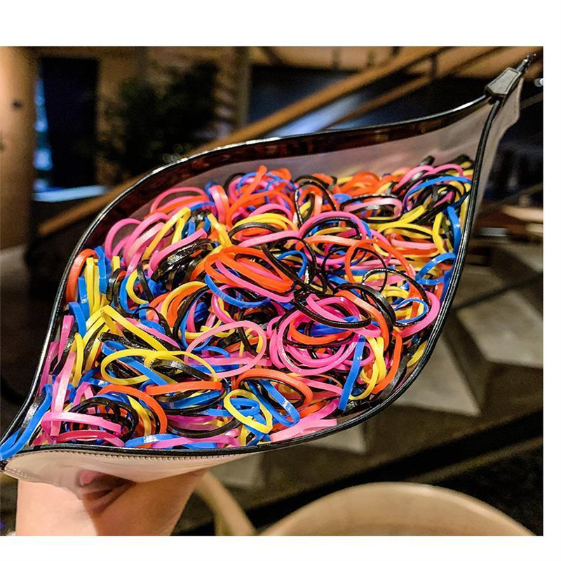2001 Pieces A Bag Disposable Hair Binding Black Small Rubber Band Female Hair Circle High Elastic Durable