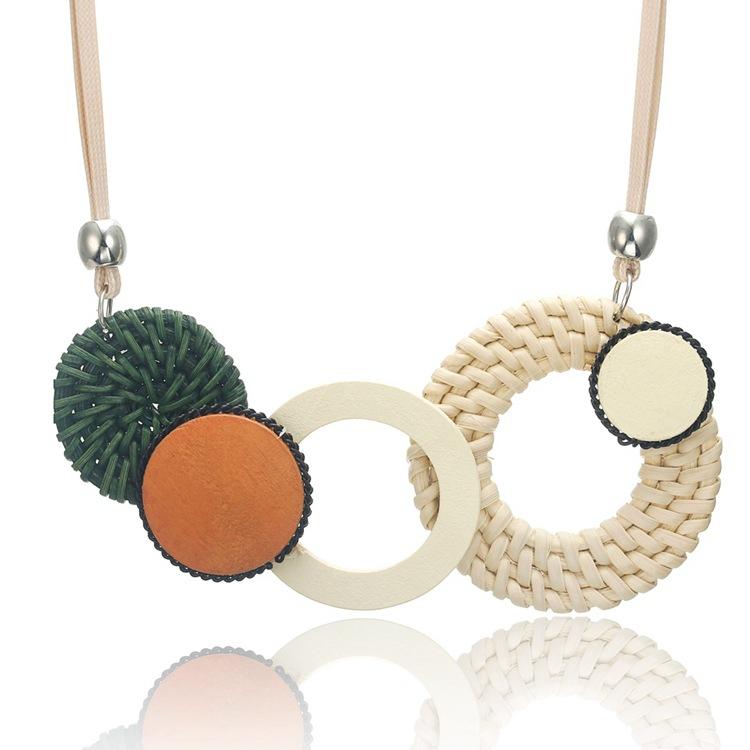 Chokers Fashion Handmade Plant Fibres Necklace For Women Bamboo Weaving Wooden Acrylic Necklaces Geometric Pendants Jewelry
Chokers Fashion Handmade Plant Fibres Necklace For Women Bamboo Weaving Wooden Acrylic Necklaces Geometric Pendants Jewelry