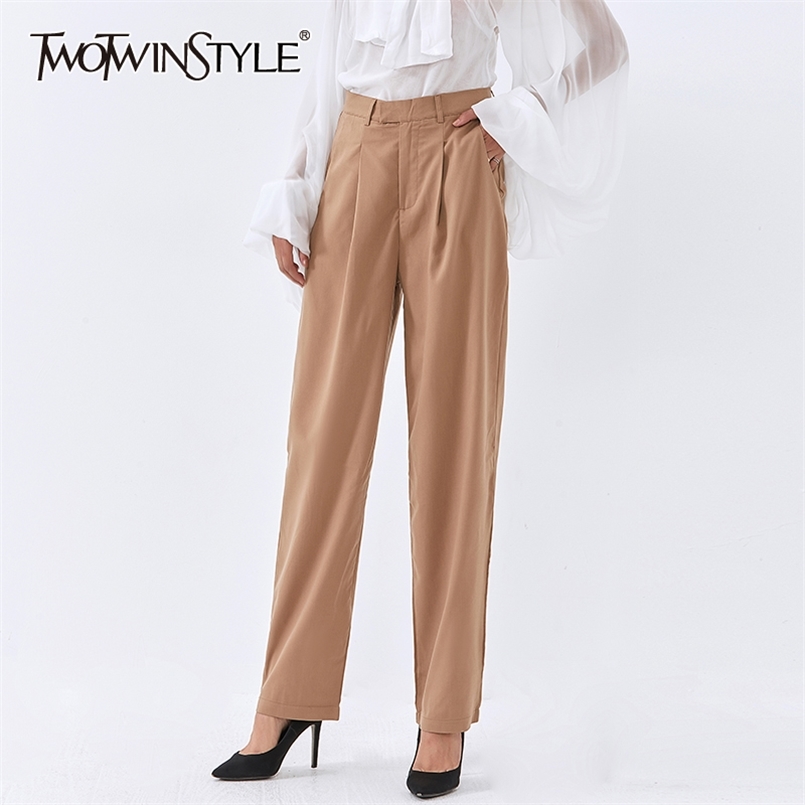 Full Length Pant For Women High Waist Pockets Straight Loose Minimalism Pants Female Autumn Clothes 210521, Khaki
Full Length Pant For Women High Waist Pockets Straight Loose Minimalism Pants Female Autumn Clothes 210521, Khaki