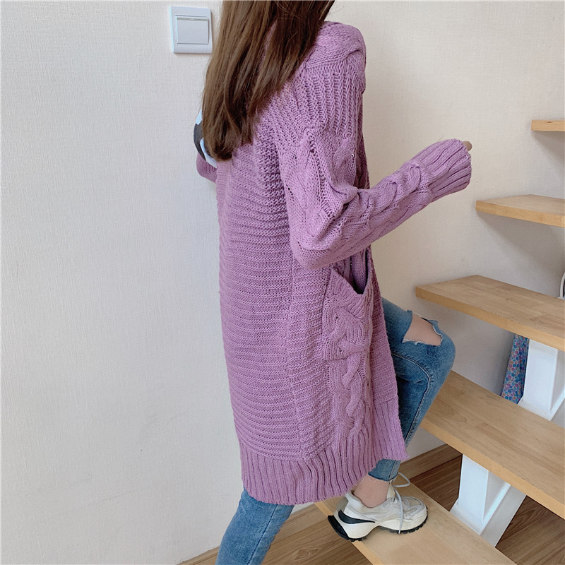 Autumn Winter Women's Cardigan Korean Style Pure Color Loose Sweater Coat Casual Female Knitted Cardigans LL738 210506