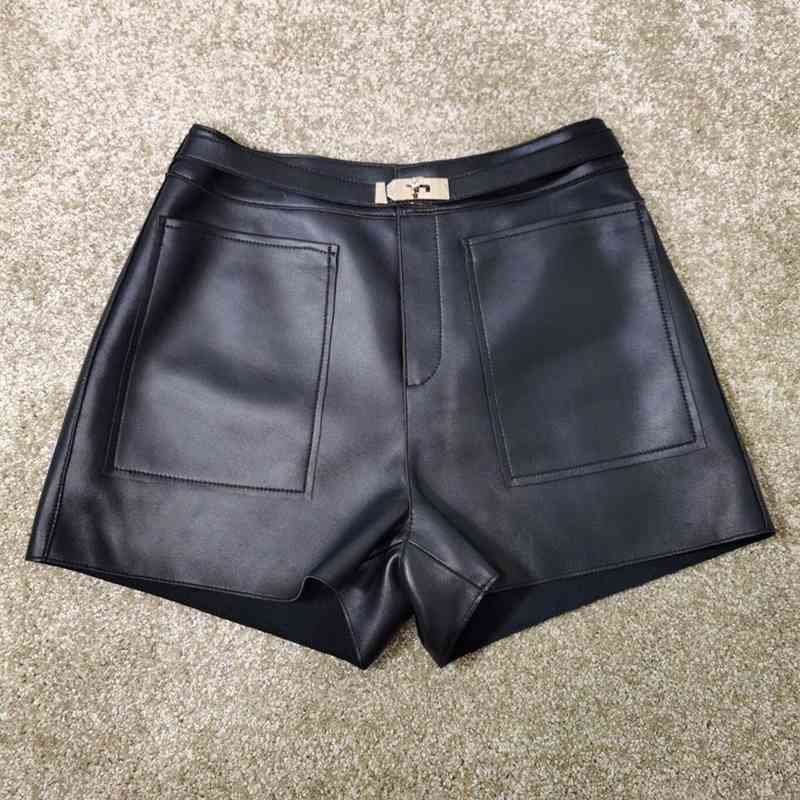 women solid short mini female chic runway fashion korean high waist streetwear sheepskin autumn winter shorts 210611