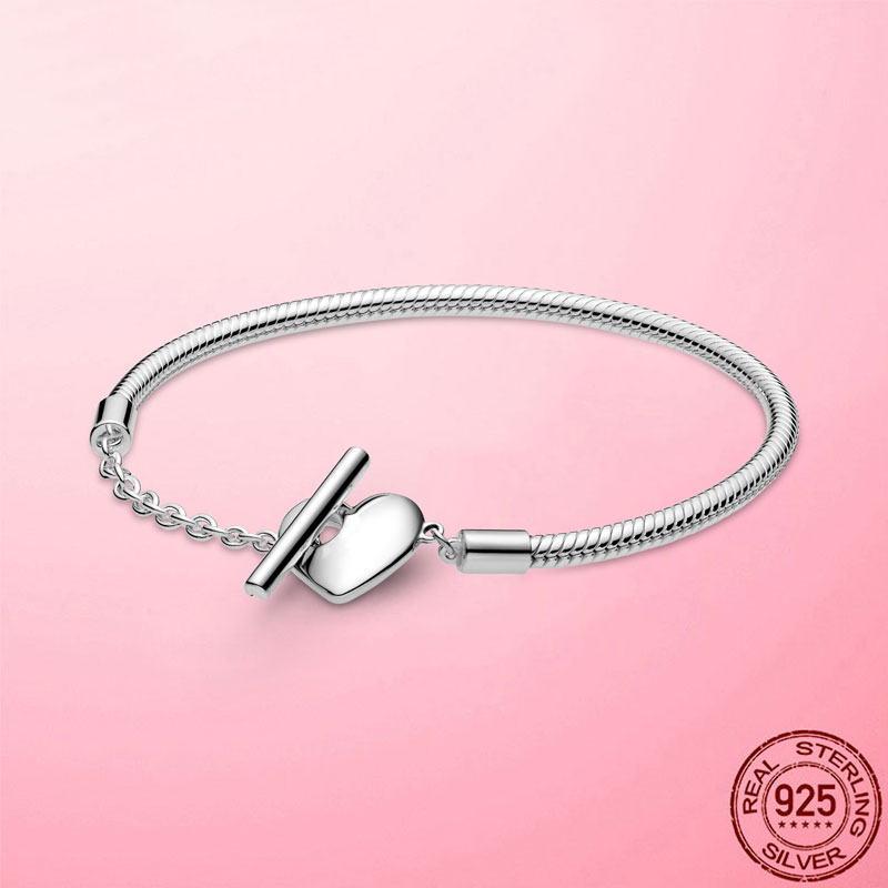 Femme Bracelet 925 Sterling Silver Moments Heart T-Bar Snake Chain Bracelet Bangle for Women Fine Women Jewelry Gift Pulseira, Golden;silver
Femme Bracelet 925 Sterling Silver Moments Heart T-Bar Snake Chain Bracelet Bangle for Women Fine Women Jewelry Gift Pulseira, Golden;silver