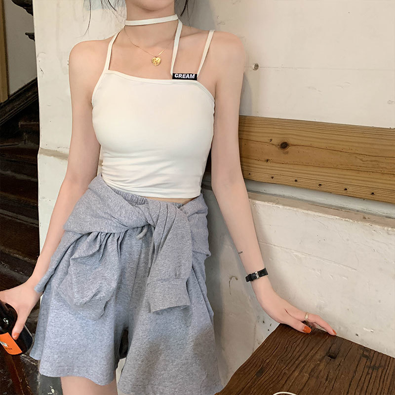 3 colors women korean style slim sleeveless summer tank tops halter crop tops camis vest women (X1470 210423