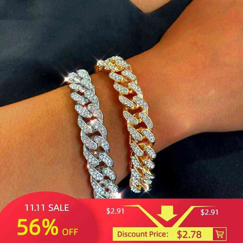 New Fashion Luxury 12mm Iced Out Cuban Link Chain Bracelet for Women Men Gold Silver Color Bling Rhinestone Jewelry
New Fashion Luxury 12mm Iced Out Cuban Link Chain Bracelet for Women Men Gold Silver Color Bling Rhinestone Jewelry