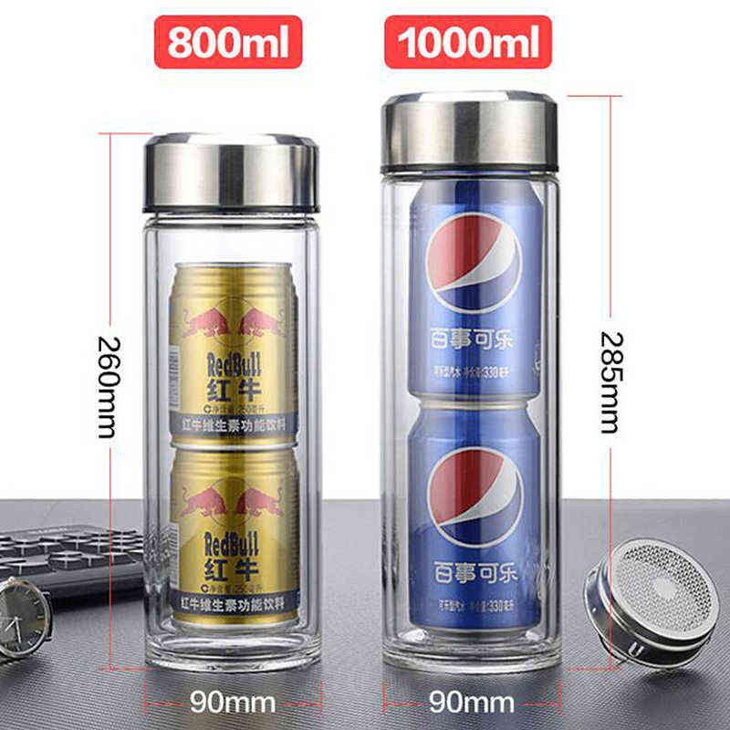Leakproof Tea Bottle with Infuser Stainless Steel Double Walled Portable Drinking Lemon Water Cup Container for CarTravel 211122