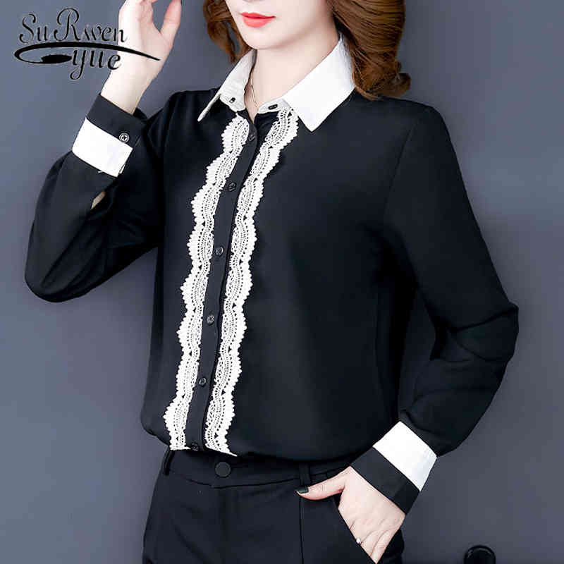 Solid Long Sleeve Office Lady Shirt Plus Size Loose Tops Arrive Spliced Button Lace Black Silk Blouse 8065 50 210521
Solid Long Sleeve Office Lady Shirt Plus Size Loose Tops Arrive Spliced Button Lace Black Silk Blouse 8065 50 210521