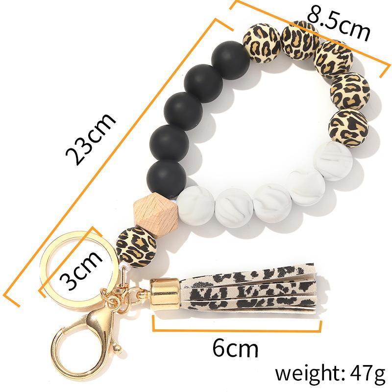 Keychains Wristlet Keychain Bracelet Silicone Beads Keyring Handmade Womens Key Holder Wrist Strap Gifts