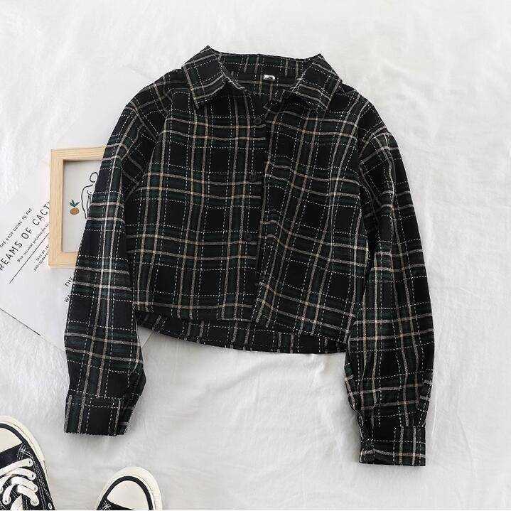 Ins female two-piece suit early autumn plaid short shirt jacket + solid suspender skirt dress 210708
