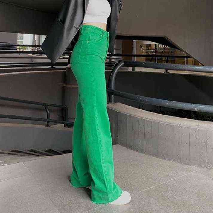 Women Jeans Pants Retro Brown Pocket High Waist Straight Casual for women denim jeans 211112