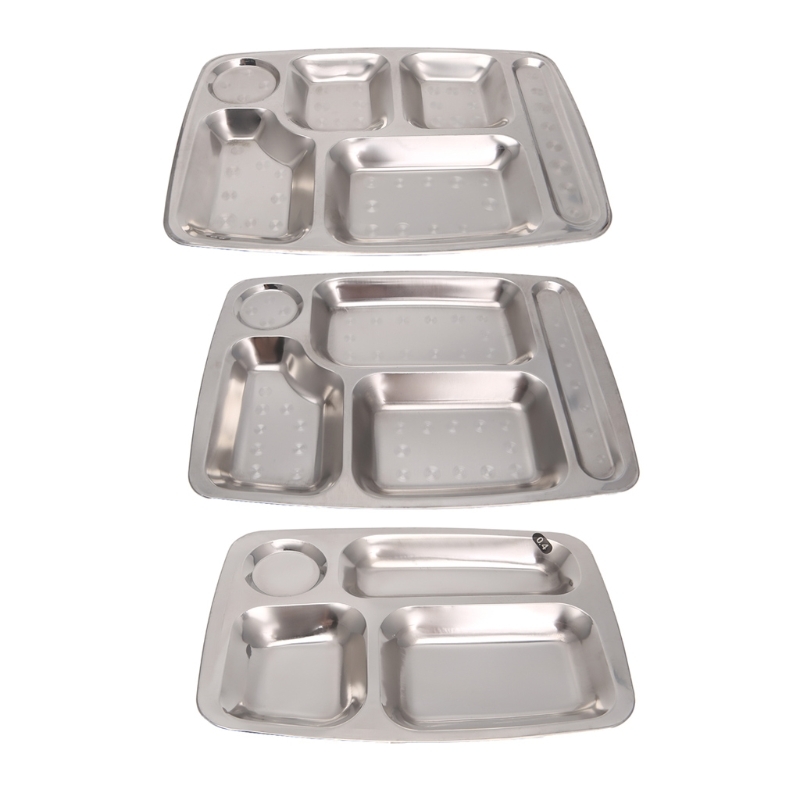 Rvs Children Righteous Dinner Plates Distributed Dinner Tray Lunch Container Food Plate For School canteen 3/4/5 Section