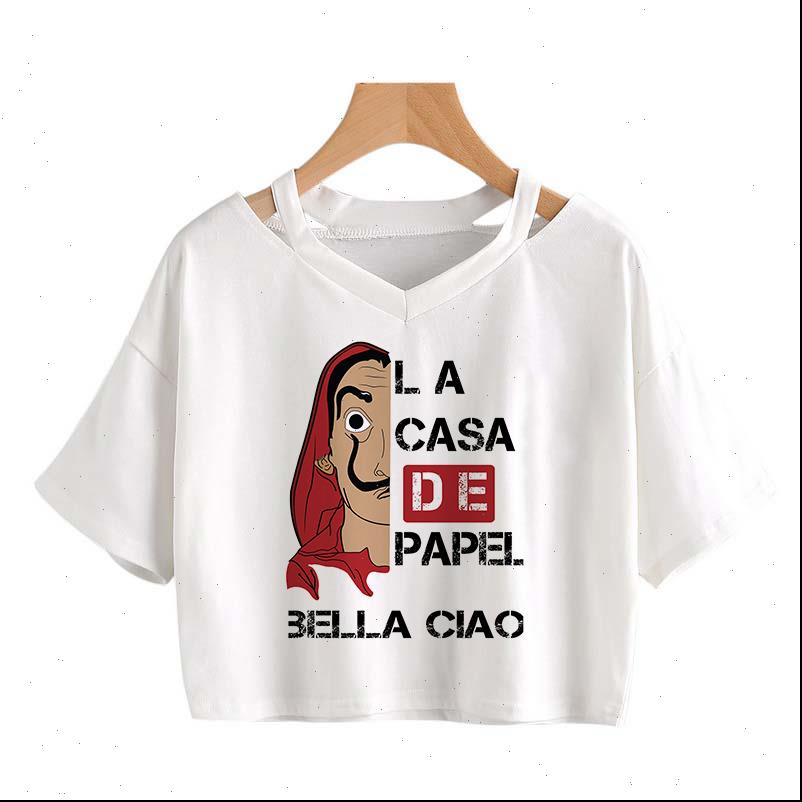 women the house of paper t shirt money heist la casa de papel tshirt funny crop tee, White
women the house of paper t shirt money heist la casa de papel tshirt funny crop tee, White