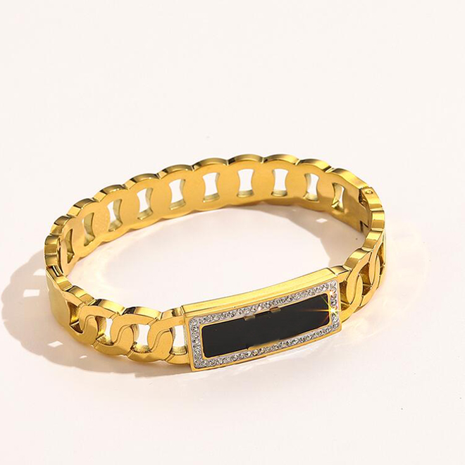 18K Gold Plated Luxury Brand Designers Creativity L Letters Bangle Fashion Lady Women Titanium Steel Spring-ring-clasps Hollow Out Dripping, Black
18K Gold Plated Luxury Brand Designers Creativity L Letters Bangle Fashion Lady Women Titanium Steel Spring-ring-clasps Hollow Out Dripping, Black