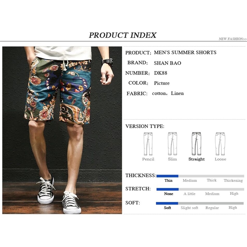 summer Hawaiian style flower beach shorts men's cotton linen elastic waist large size casual shorts M-5XL 210720