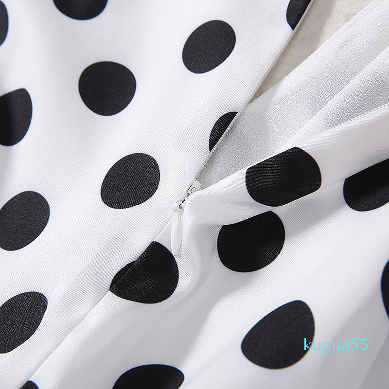 Casual Dresses Queen Letizia Ortiz Rocasolano Polka Dot Print Women Dress V-Neck Maxi