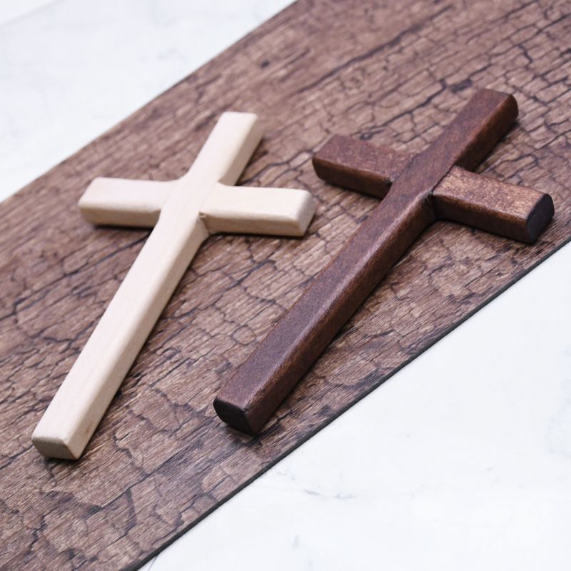 2 Hand-made wooden crucifix Jesus Christ ornaments Religious charm Hanger making