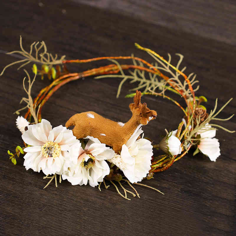 Wedding Hair Jewelry Accessories Sen Female Department Deer Wreath Exquisite Headflower Shooting Photo Props Dress Bridesmaid Headdress