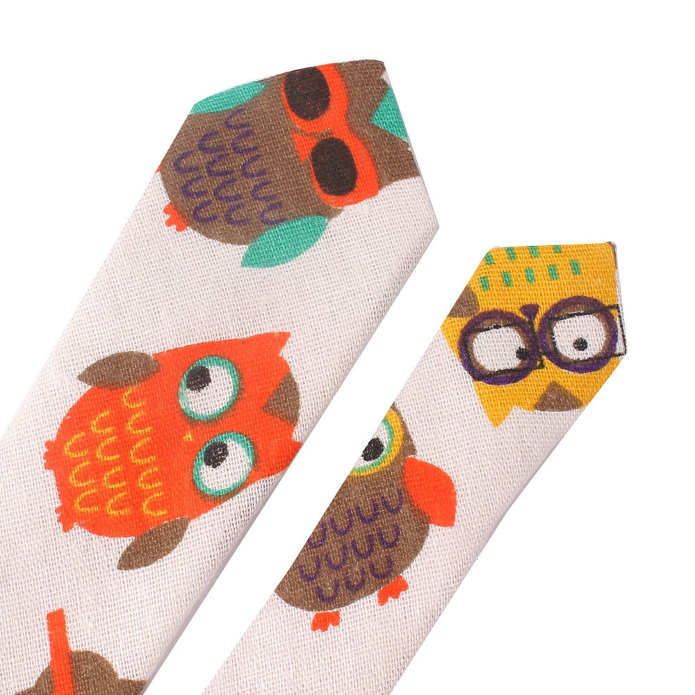 Linen Cotton Cartoon Tie for Men Women Skinny Neck Wedding Casual Animal Ties Classic Suits Funny Slim s