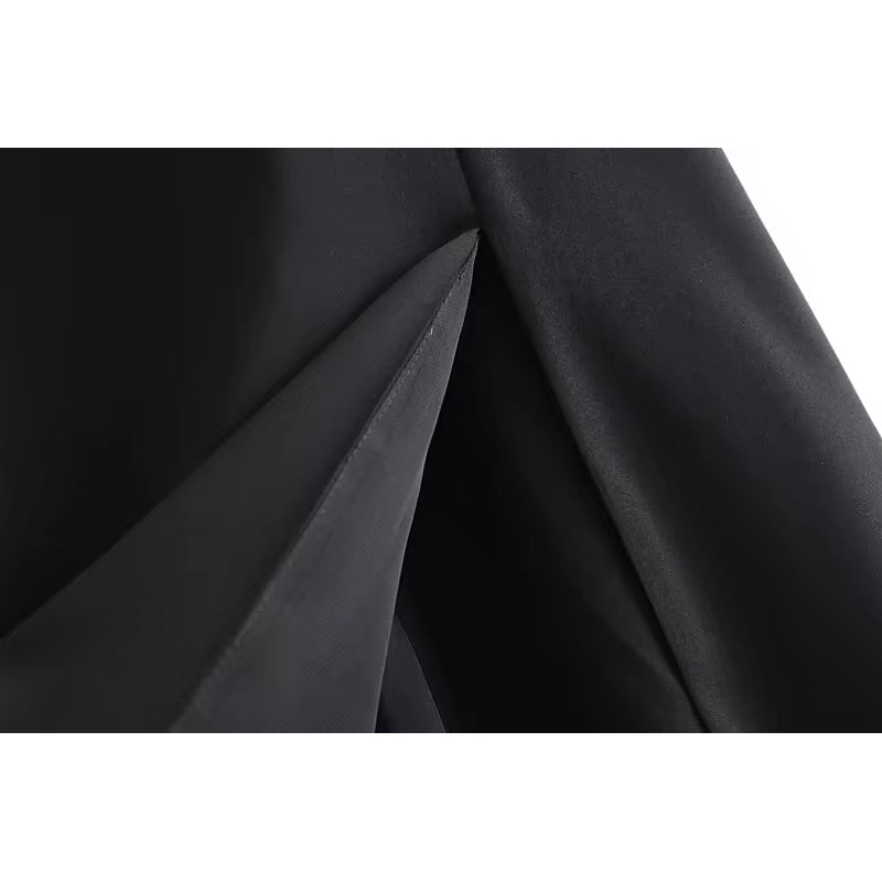 French Women Dress Solid Black Color Bandage Lacing up Spaghetti Strap Mid-Calf Slit Dresses Party Fashion Female Clothes 210429