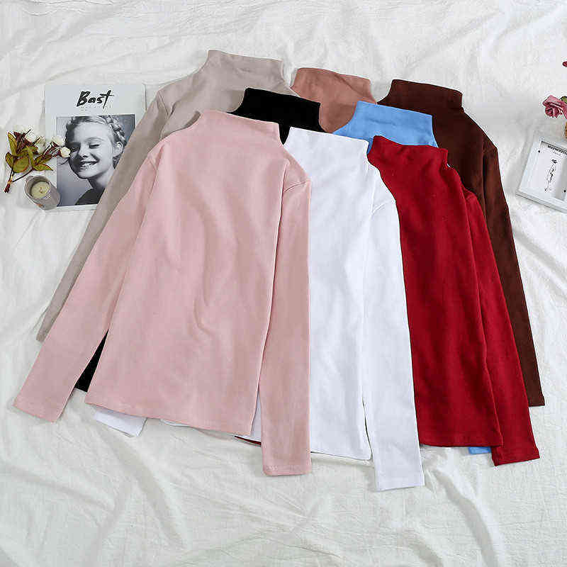 Long Sleeve Turtleneck Top Female Dropship Women Fall Clothes White Autumn Winter Warm Top Femme Pullovers Sweater 211109