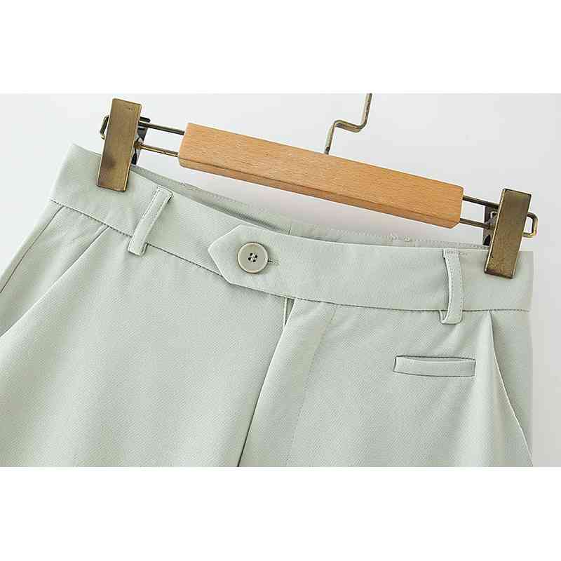 elegant women green shorts summer fashion ladies polyester and cotton female casual girls mid 210430