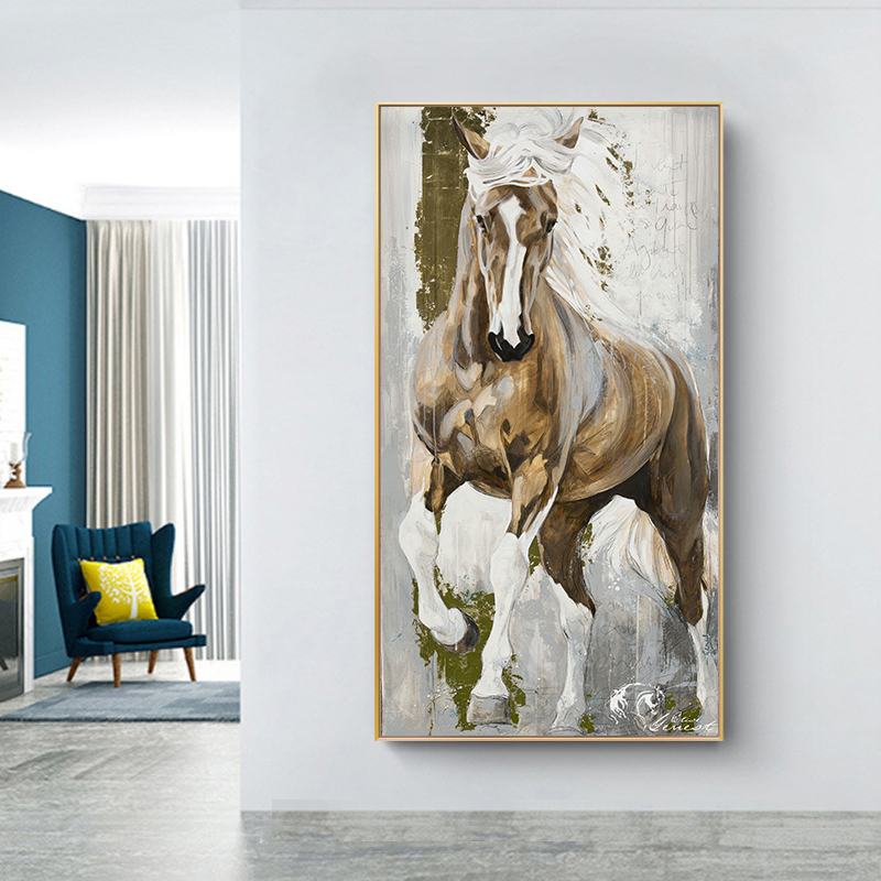 Nordic Running Horse Oil Painting On Canvas Art Prints Wall Art Animal Poster Pictures For Europe Classical Room Decoration