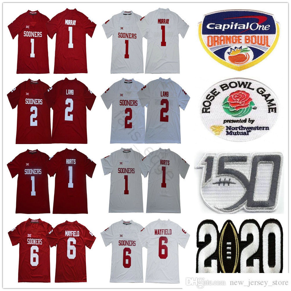 NCAA Oklahoma Sooners College Football Wear 2 CeeDee Lamb 1 Kyler Murray 6 Baker Mayfield 1 Jalen Hurts Men Kids 2020 Peach Bowl 150th Jerseys, Black
NCAA Oklahoma Sooners College Football Wear 2 CeeDee Lamb 1 Kyler Murray 6 Baker Mayfield 1 Jalen Hurts Men Kids 2020 Peach Bowl 150th Jerseys, Black