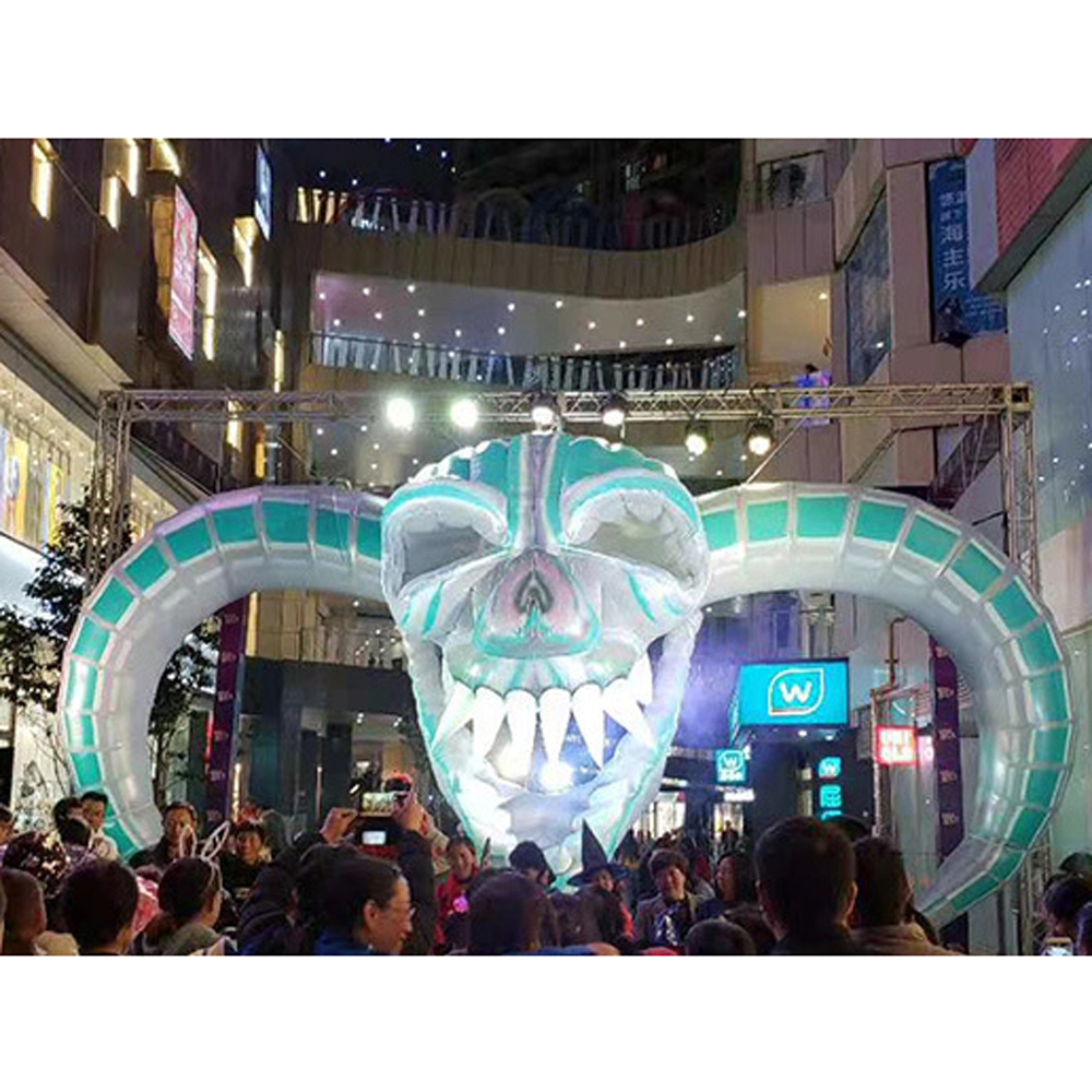 sale giant horror bending inflatable halloween skull hanging head skeleton for party decoration
