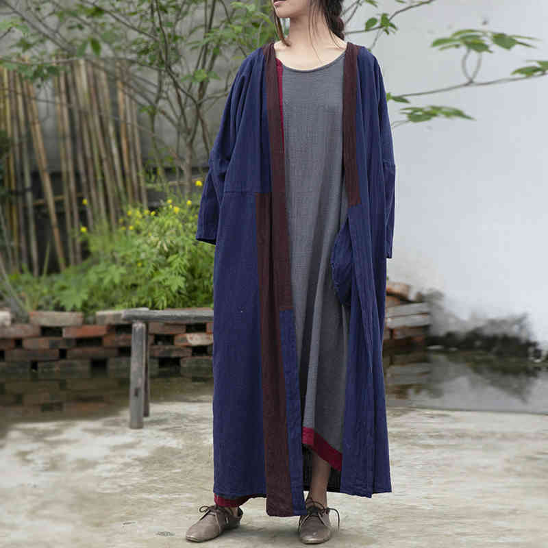 Johnature Women Vintage Cotton Linen Trench Patchwork Color Spring Long Sleeve Women Navy blue Open Stitch Trench Coats 210521
Johnature Women Vintage Cotton Linen Trench Patchwork Color Spring Long Sleeve Women Navy blue Open Stitch Trench Coats 210521