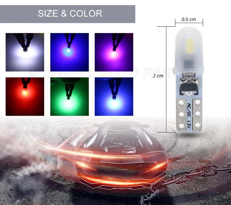 10Pcs/Set T5 Vehicle Dashboard LED Lights 2 3014 SMD Reading Instrument Panel Lamp LED-Bulb White 12V DC Light Universal