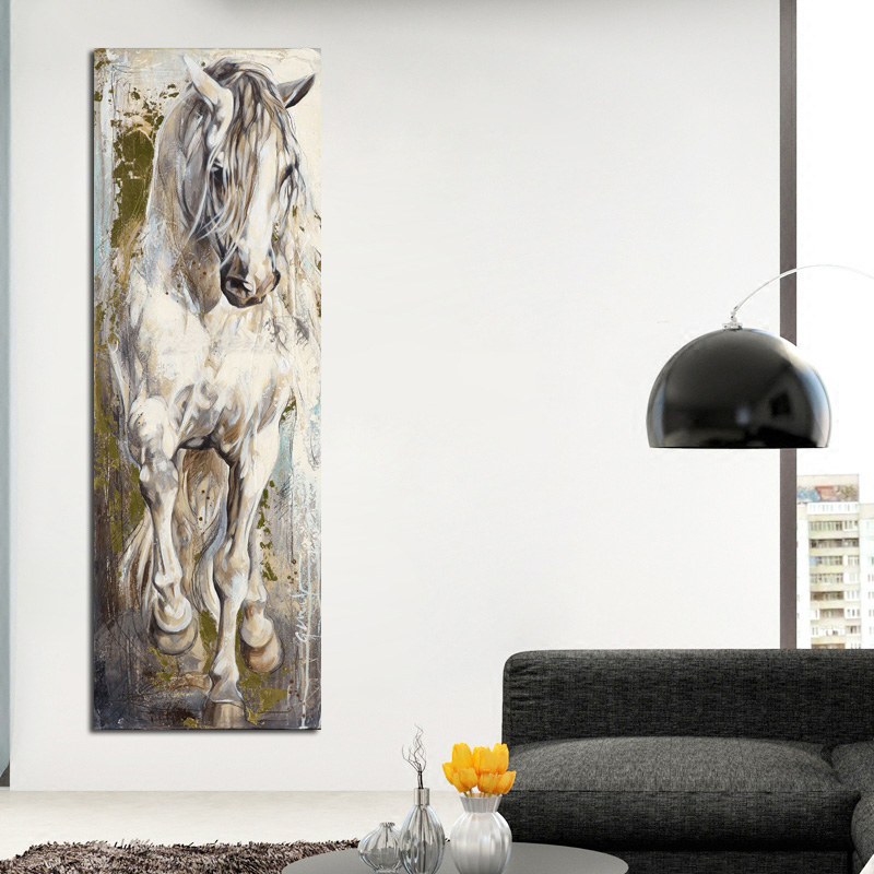 Horse Oil Paintings on Canvas Wall Art Posters and Prints Large Size Animals Cuadros Pictures for Living Room Decor 4 Panels