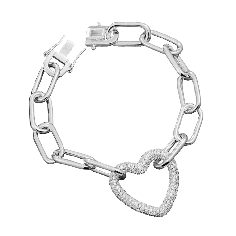 Real 925 Silver 16.5/18cm Big Link Chain Bracelet Micro Pave Shiny Zircon Heart Design Luxury Fine Jewelry Bangle
Real 925 Silver 16.5/18cm Big Link Chain Bracelet Micro Pave Shiny Zircon Heart Design Luxury Fine Jewelry Bangle