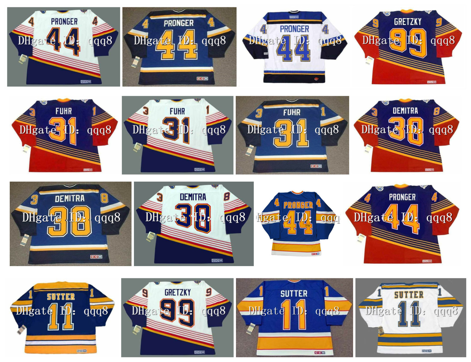 Vintage St. Louis Blues Jersey 44 CHRIS PRONGER 99 Wayne Gretzky 31 Grant Fuhr 38 PAVOL DEMITRA 11 BRIAN SUTTER Blue White Custom Hockey, As pic
Vintage St. Louis Blues Jersey 44 CHRIS PRONGER 99 Wayne Gretzky 31 Grant Fuhr 38 PAVOL DEMITRA 11 BRIAN SUTTER Blue White Custom Hockey, As pic