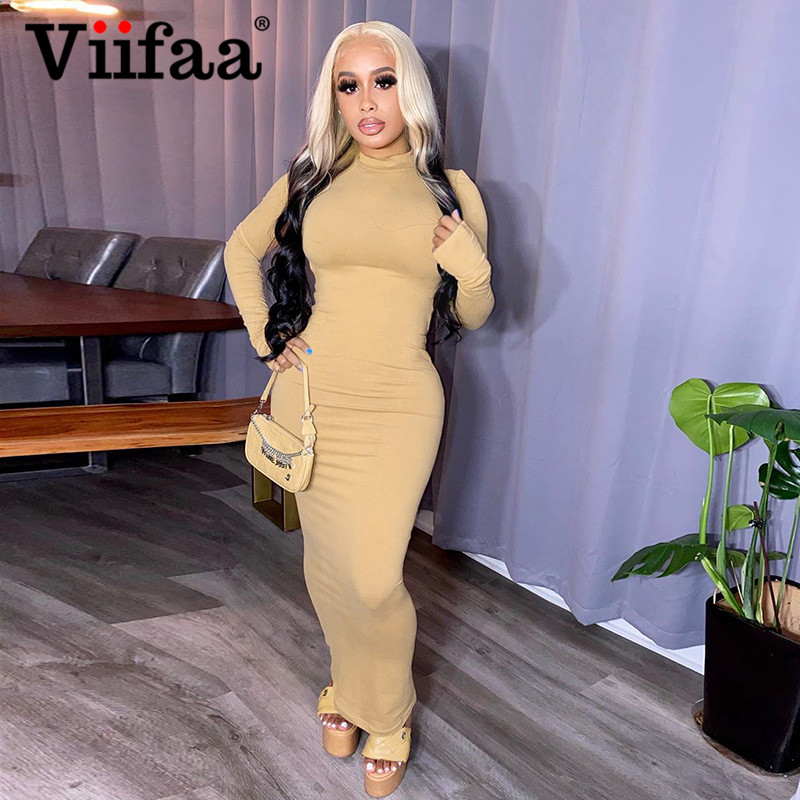 viifaa mock neck solid elegant backless bodycon women party maxi dress long sleeve autumn female 2021 slim long dressesplus size clothes, Black;gray
viifaa mock neck solid elegant backless bodycon women party maxi dress long sleeve autumn female 2021 slim long dressesplus size clothes, Black;gray
