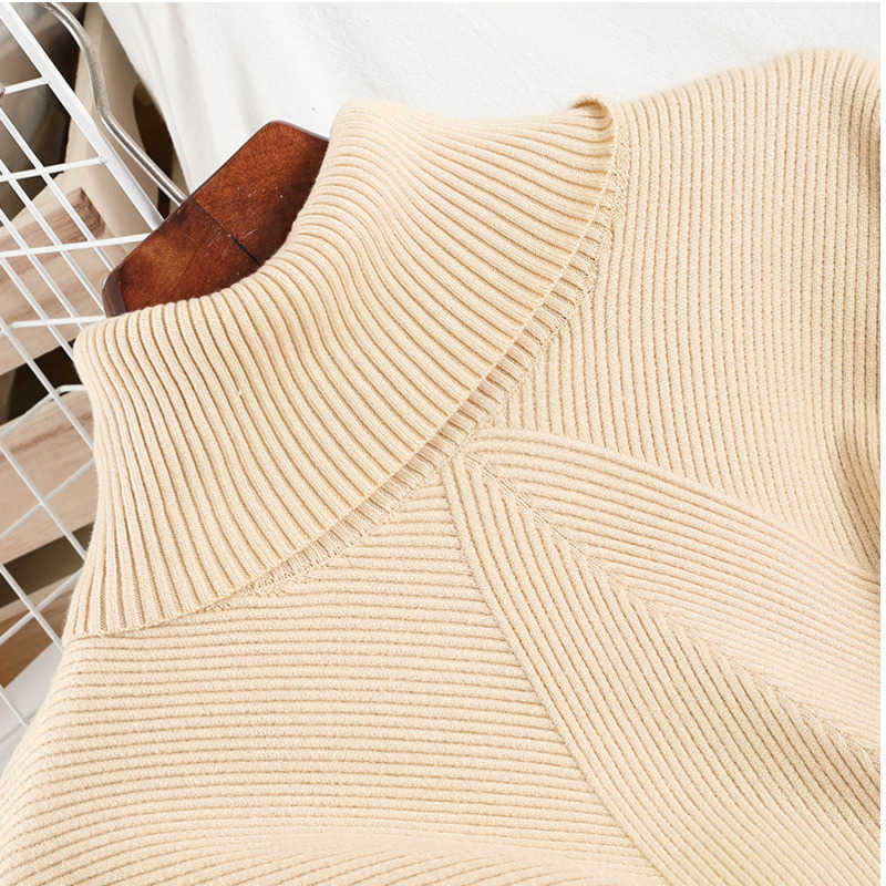 DEAT Autumn Winter Products Fashion Temperament Long-sleeved High-neck Knitted Sweater Stretch Pants Two-piece ML317 210709