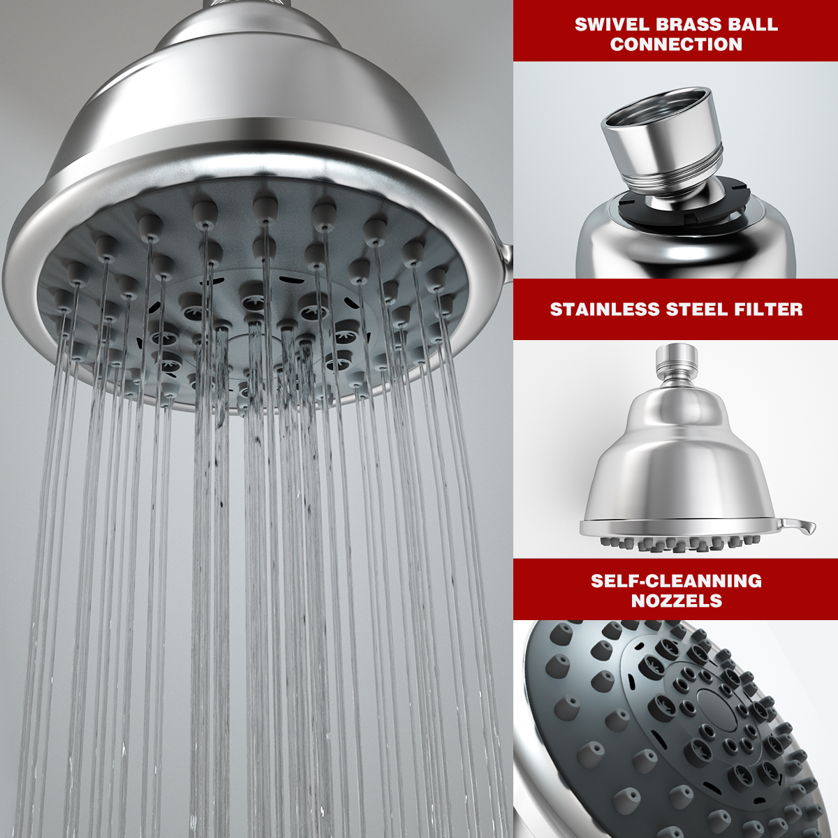 

High Pressure Eco Shower Head Water Saving Shower Head 360 Degrees Rotating with Fan Shower Nozzle Rainfall Bathroom Accessories