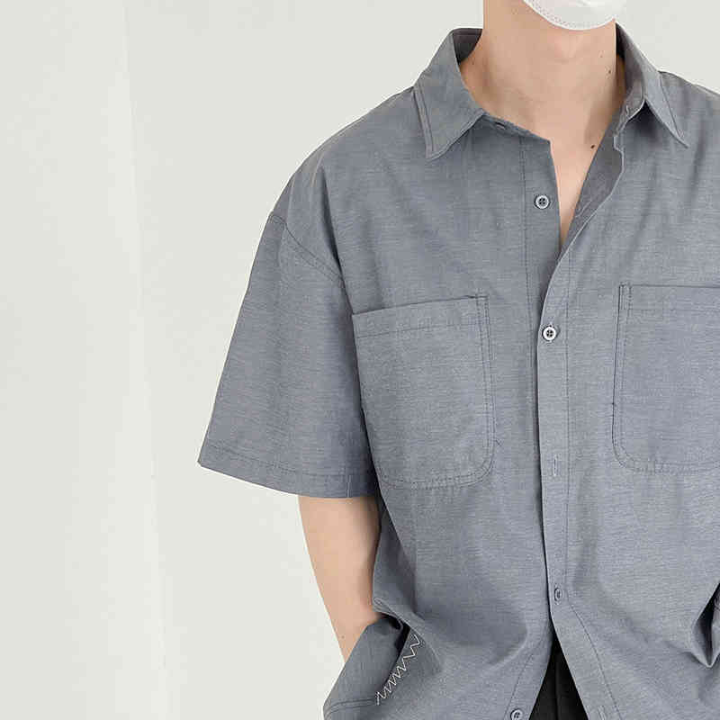 IEFB Casual Short Sleeve Shirt Men's Summer Handsome Oversized White Shirt Ins Korean Fashion Lapel Top Loose Clothing 210524