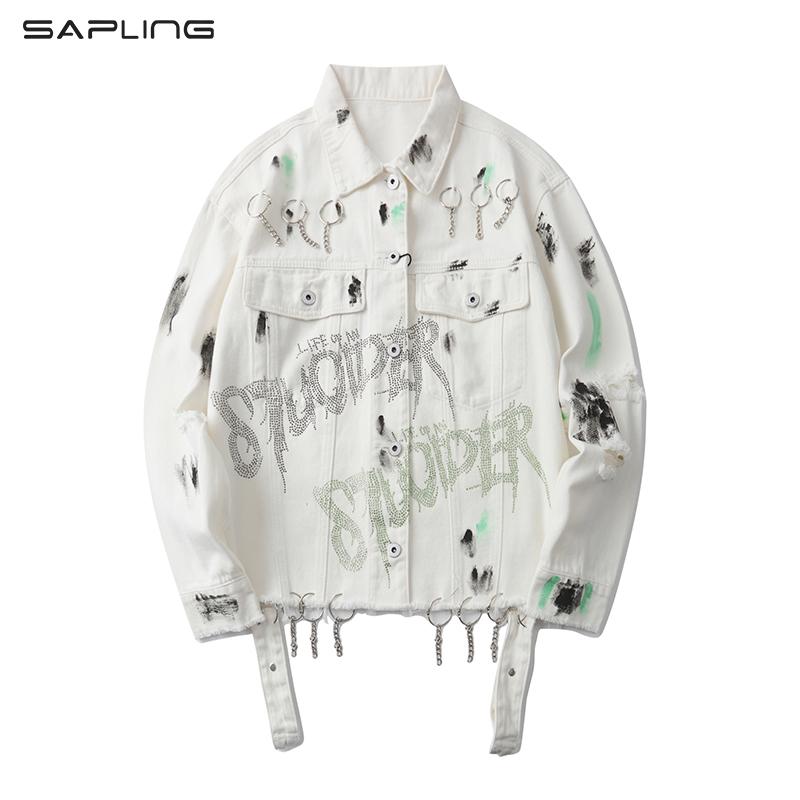 Men's Jackets Graffiti Chain Frayed Letter Print Jeans Jacket Men And Women Oversize Streetwear Windbreaker Bomber Hip Hop Denim Coat, White
Men's Jackets Graffiti Chain Frayed Letter Print Jeans Jacket Men And Women Oversize Streetwear Windbreaker Bomber Hip Hop Denim Coat, White