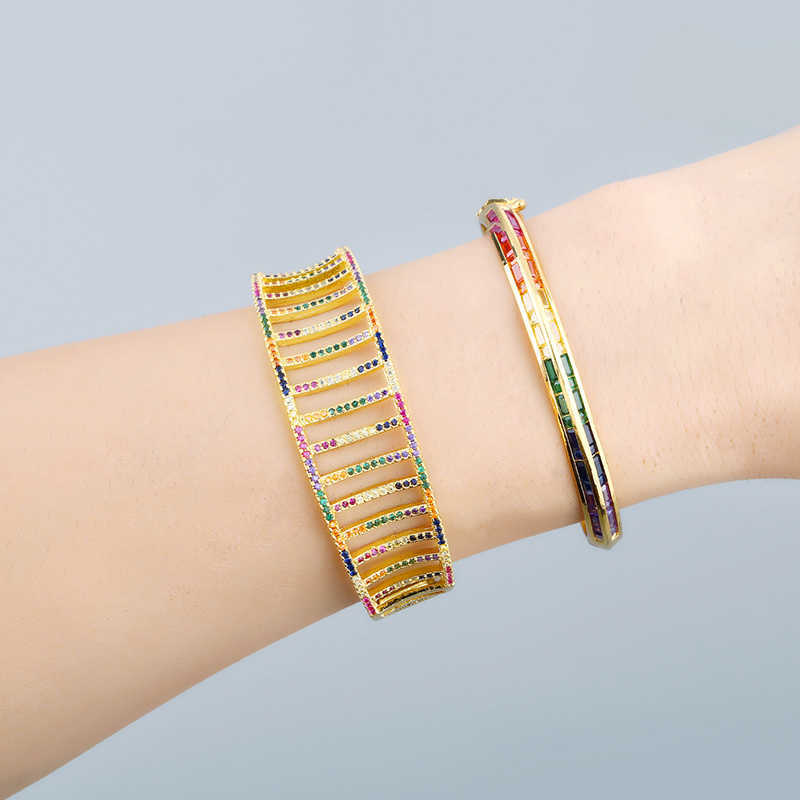 Flola Multicolor Crystal Cuff Bangle Bracelet for Women Adjustable Gold Bangles Cz Rainbow Zirconia Luxury Jewelry Gifts Brtc45 Q0720
Flola Multicolor Crystal Cuff Bangle Bracelet for Women Adjustable Gold Bangles Cz Rainbow Zirconia Luxury Jewelry Gifts Brtc45 Q0720