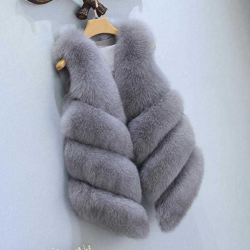 Sleeveless Jacket for Women Fur Vest Winter Short Artificial Coat Oversized Female Warm 210819