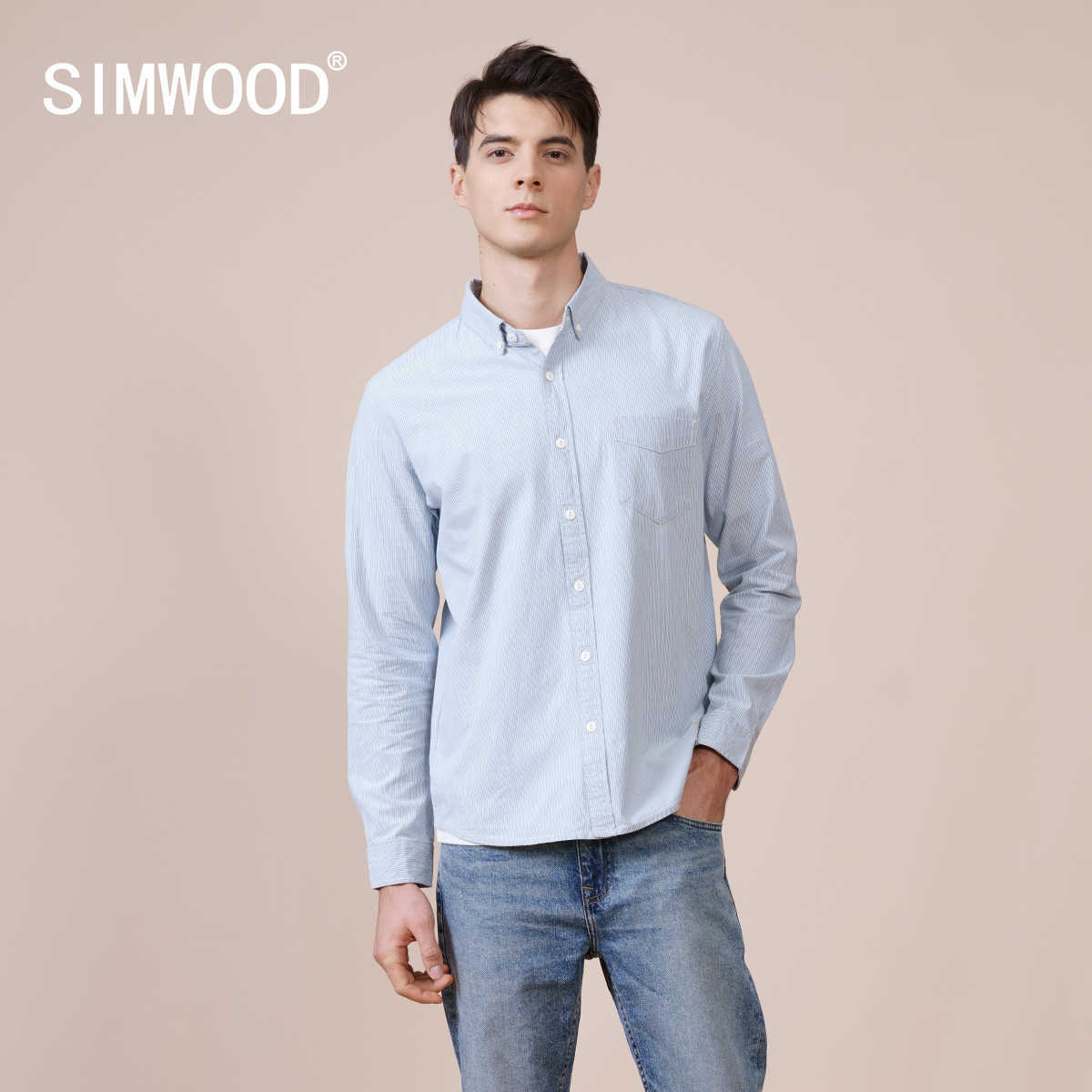 Spring Slim-Fit Pinstriped 100% Cotton Shirt Men Garment Washed Casual Shirts High Quality Brand Clothing 210721, Blue white striped
Spring Slim-Fit Pinstriped 100% Cotton Shirt Men Garment Washed Casual Shirts High Quality Brand Clothing 210721, Blue white striped