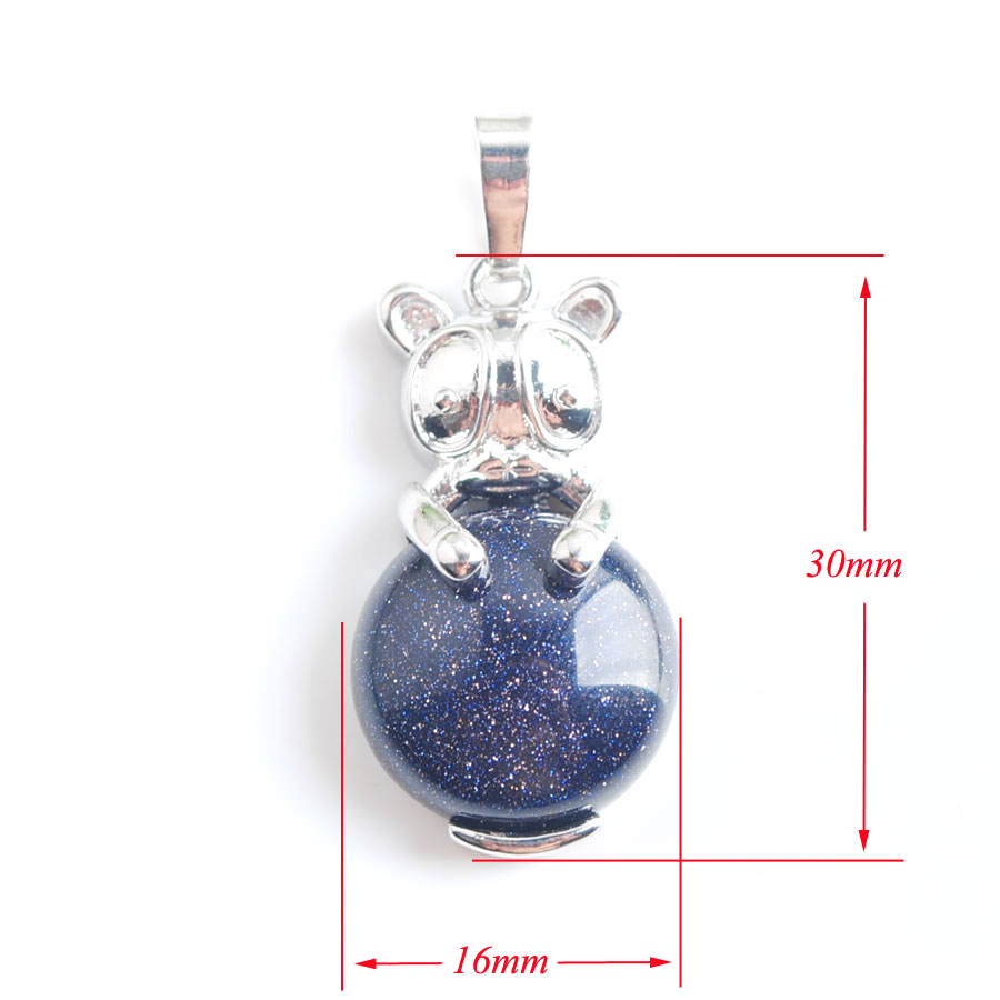 WOJIAER Natural Animal The Rabbit Pendant Bead Round Gem Stone Fashion Jewelry for Women BE906