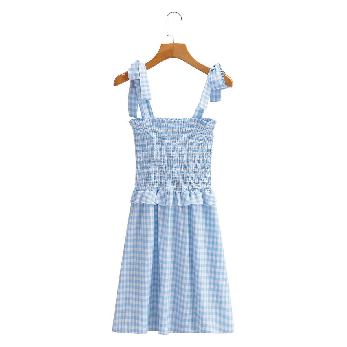 Fashion Women Square Neck Sleeveless Sling Dress Vintage Bow Decoration Elastic Bust Chic Female Mini Dresses 210507