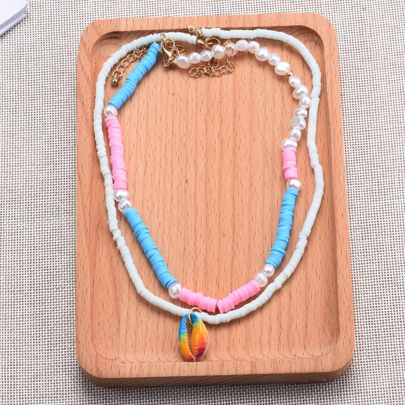 Chokers Bohemian Colorful Clay Shell Pendant Necklace Simulated Pearls Chain Double Layer Collar Choker Women Fashion Jewelry
Chokers Bohemian Colorful Clay Shell Pendant Necklace Simulated Pearls Chain Double Layer Collar Choker Women Fashion Jewelry