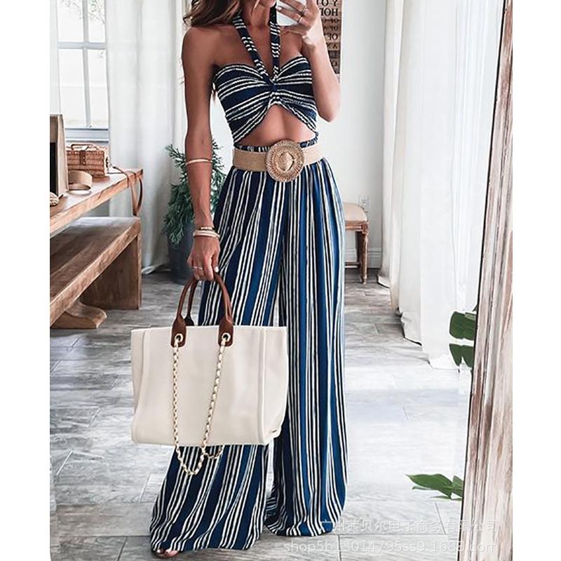 Women's Two Piece Pants Women High Waist Sets Outfits Halter Short Top Summer Striped 2pcs Retro Bohemia Blue Casual Suit, White
Women's Two Piece Pants Women High Waist Sets Outfits Halter Short Top Summer Striped 2pcs Retro Bohemia Blue Casual Suit, White