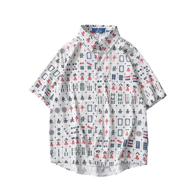 Designer Chinese Mahjong Printed Men Shirt Short Sleeve Streetwear Casual White Hawaiian Chemise Homme Slim Fit Man Hip Hop Tops 2021 w1343
Designer Chinese Mahjong Printed Men Shirt Short Sleeve Streetwear Casual White Hawaiian Chemise Homme Slim Fit Man Hip Hop Tops 2021 w1343