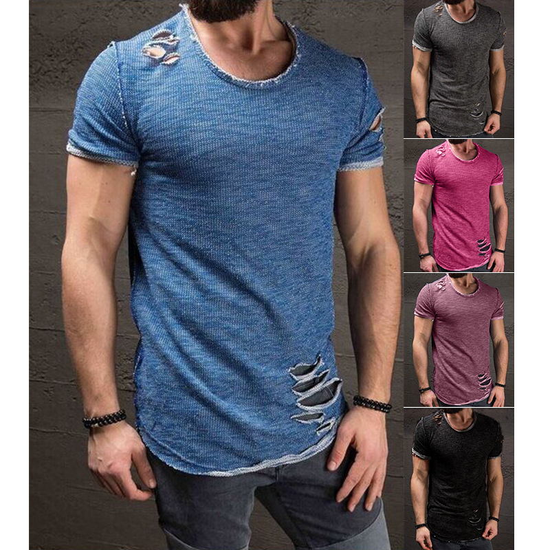 2019 Summer Cotton T Shirt Men Fashion Hole Short Sleeve T-shirt Solid Slim Fit O Neck Tops Casual Tshirt DropShipping, White;black
2019 Summer Cotton T Shirt Men Fashion Hole Short Sleeve T-shirt Solid Slim Fit O Neck Tops Casual Tshirt DropShipping, White;black