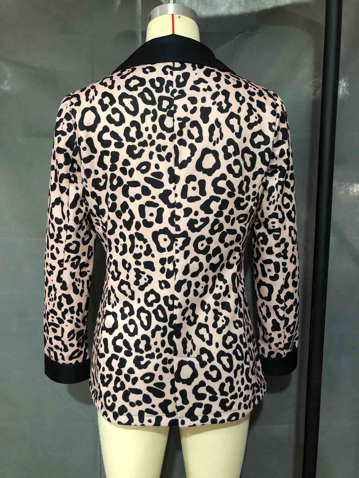 GetSpring Women Blazer Leopard Print Coat Single Breasted Long Sleeve Ladies Jacket Women's Slim Suit 210513